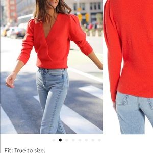 Something Navy Faux Wrap Sweater